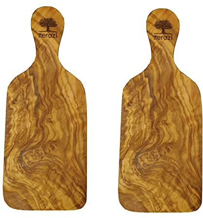 Zerazi | Set di 2 taglieri in legno d'ulivo (27 cm) – Artigianali, durevoli e igienici