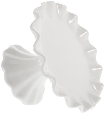 WATIIFUFU Alzata Per Torte in Ceramica Decorativa Da 24 Cm, Supporto Ondulato Per Dessert e Frutta, Vassoio Alto Elegante Per Feste e Uso Domestico