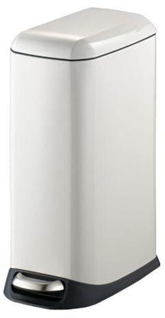 DZYHFCO Cestino per la carta da 12/20 litri, sottile, con coperchio a chiusura rallentata, in acciaio inox, con cestino rimovibile, pattumiera a pedale per bagno, cucina, ufficio, colore bianco, 12 l
