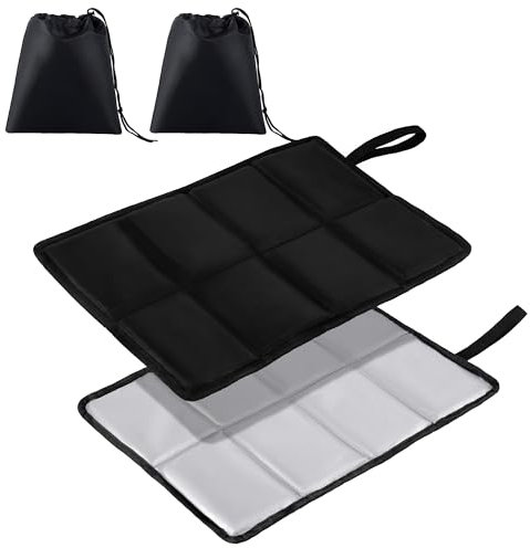 WUFANC 2er Pack Sitzkissen Outdoor, Thermo Sitzkissen Faltbar, wasserdichte, Maschinenwaschbar, Sitzunterlage Outdoor mit 2 Aufbewahrungstasche, für Camping, Picknicks, Angeln (Schwarz)