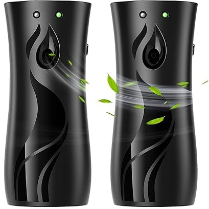 BINEDHEI (2-Pack) Automatic Fragrance Dispenser | Automatic Air Freshener Spray Dispenser | Wall Mounted or Standing Aerosol Sprayer for Hotel Office Living Room Bathroom Commercial Place (Black)