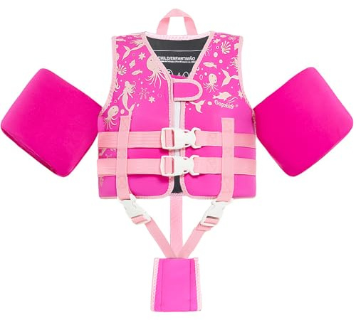 Gogokids Toddler Swim Vest for Kids 33-66 Pounds, Toddler Floaties Water Wing Arm Float, Swim Jacket with Adjustable Safety Strap for 2 3 4 5 6 Years Old Girls and Boys in Pool/Puddle