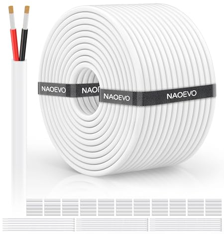 NAOVEO 18 Gauge Wire 2 Conductor Electrical Wire, 18 AWG Stranded PVC Tinned Copper Cable, Flexible/Low Voltage Automotive Wiring for LED Lamps, Marine, Speaker, Appliances (200FT)