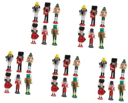 Cabilock 30 Piezas Cascanueces Colgantes para Árboles De Navidad Figuras De Cascanueces Adornos para Árboles De Navidad Adornos Navideños Mini De Madera Decoración