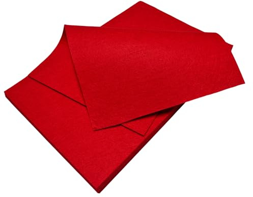 Jtnohx Red Felt Sheets, Colour Felt Fabric for Crafts, 12 Pcs 1mm Thick 20x30cm Soft Fabric Square for Handicraft DIY and Sewing Projects