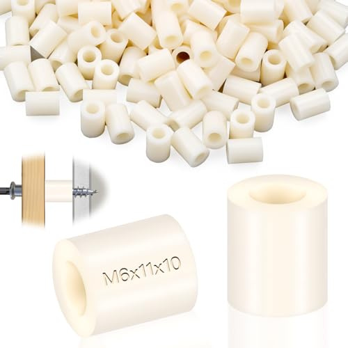 SWTYExt Arandelas Espaciadoras Redondas M6 Arandelas Goma ABS Espaciador Aislante 11x10 mm Arandelas Plástico 50 Piezas Arandela Puerta Nylon Soporte Espaciador Blanco para Tornillos Electrodomésticos