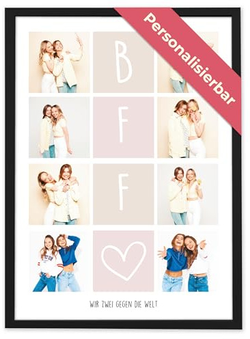 BFF Fotocollage mit 8 Fotos – Personalisiertes Geschenk für beste Freunde | Freundinnen mit eigenem Text | Geschenk für Freundin zum Geburtstag | Fotogeschenke & personalisierte Geschenke