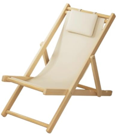 Verstellbare Terrassenstühle aus Holz – Outdoor-Liegestühle mit 4 Positionen, Bambus-Sonnenliege für Pool und Balkon, cremefarben, ideal für Camping und Entspannung