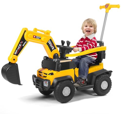 CUPCHID Coche eléctrico para niños, Coche para niños, Coche para,Carga máxima 50 kg, Jeep para niño con Luces LED, música, bocina, USB (Amarillo-S)