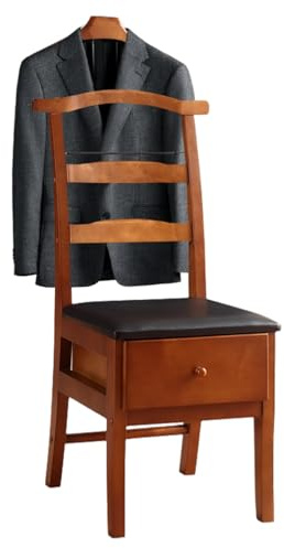 FOLREORP Herrendiener Holz Stuhl Valet mit Kleiderbügel, Hosenbügel und Bindegürtelstange Stummer Diener modern mit Schublade Kleiderständer mit Ablage für Flur Umkleidekabine chlafzimmer & Bad