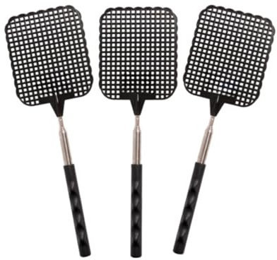 PROMO-SHOP - Pack 3 Matamoscas Extensibles, 270-720 x 80 x 15 mm, Matamosquitos Plástico, Paleta Matamoscas Telescópico, Matamoscas de Plástico Manual, para Repeler Moscas, Mosquitos, etc.