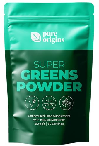 Pure Origins Super Greens Powder 210g, Gut Health, Energy, Immunity