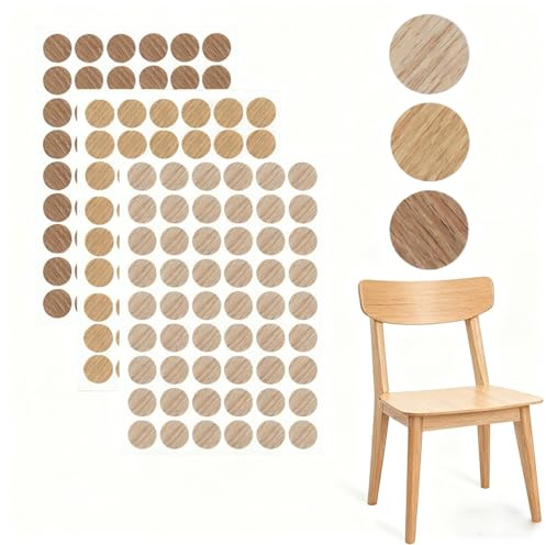 Nzexlyva 162 Pcs Self-Adhesive Wood Grain Screw Hole Covers, Wood Texture Screw Cover Stickers, Decorative Stickers to Hide Screws Cover Sticker for Cabinets, Wardrobes or Shelves