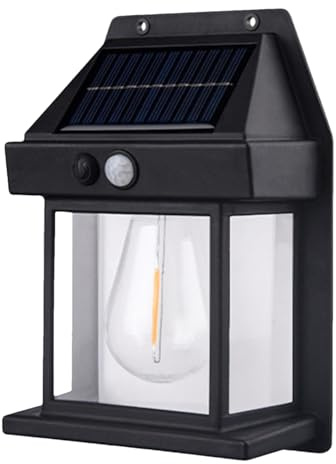 Genérico Luces solares para con sensor de movimiento - Faroles de pared LED impermeables para exteriores, estilo vintage de tungsteno | Iluminación solar para montaje en pared exterior, de jardín,