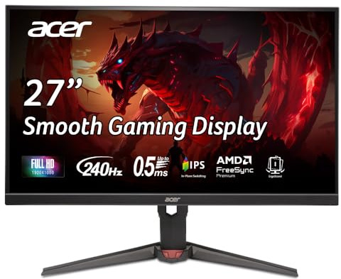 Acer Nitro XV270 W3 Gaming Monitor 27 Zoll (68,6 cm) Full HD 240Hz | 27 Zoll (68,6 cm Bildschirm) Full HD, 240Hz, bis zu 0.5ms (GtG), HDMI 2.0, DP 1.4, höhenverstellbar, Pivot