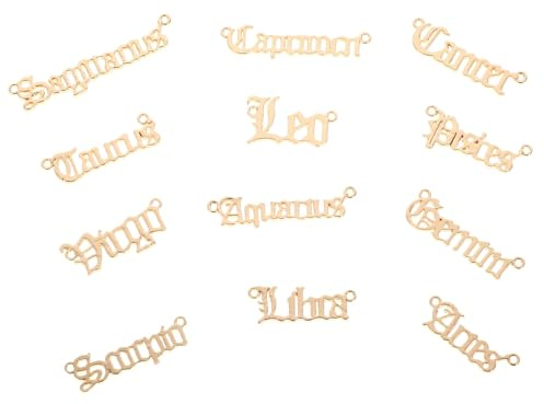 DECORNIJIA 24 Stück Teiliges DIY Buchstaben Anhänger Goldene Sternzeichen Charms mit Öse Schmuck Zubehör für Halsketten Armbänder Basteln Glänzende Elegante DIY Schmuckanhänger für