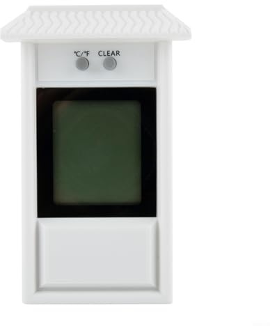 HEIBTENY Gewächshaus-Gartenthermometer, Außenthermometer, wetterfest, Digitalanzeige, max. Mindestanzeige, Wandmontage für drinnen und draußen, Zuhause (weiß)