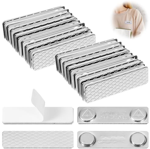 30 placas magnéticas para nombre, soporte magnético con imán de 2 puntos, 45 x 13 mm, placas magnéticas para ropa, para ferias, conferencias o presentaciones, soporte para tarjetas de identificación