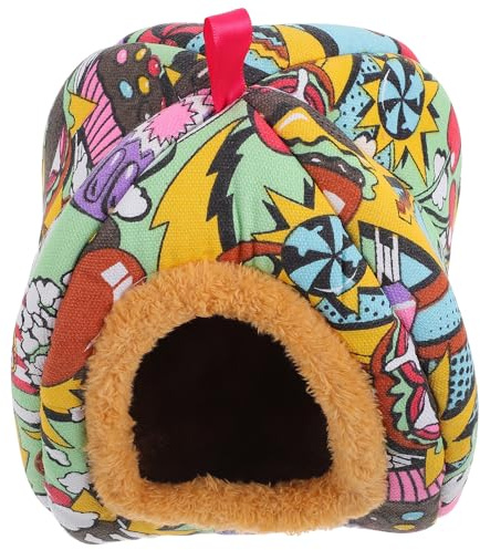 Hemobllo Cama para Hámster Pequeña de Fresa, Nido Cálido para Mascotas Pequeñas como Erizo y Cobaya, Cama de Descanso para Invierno, y Cómoda para Animales Pequeños