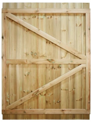 Bespoke Flat Top Wooden Garden Gate, 7ft x 4.5ft T&G Fully Framed Door | Up to 210cm High x 135cm Wide, Made to Measure, Heavy Duty, Pressure Treated, Pedestrian Rear Gate Entry, Side Gate Entrance