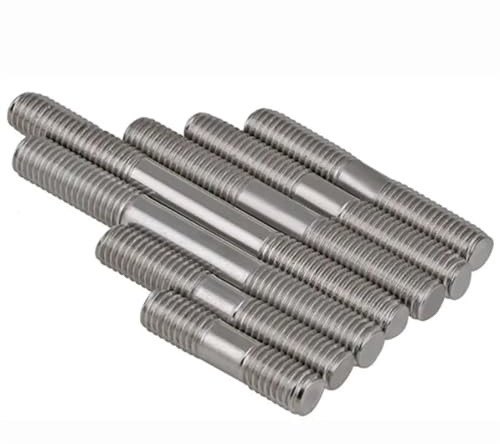 Tornillo prisionero roscado por ambos extremos, Pernos prisioneros de doble extremo varilla roscada M3x0.5 acero inoxidable 304, 50 mm-200 mm, paquete 10 piezas(M3x130mm-5pcs)