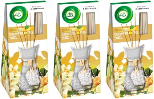 Air Wick Vaniglia e Ambra Profumatore ambiente bastoncini 25 ml (Confezione da 3)