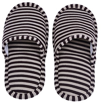 Zapatillas Antideslizantes, Plegables para Viaje y Hotel, Suelas Ligeras Uso Interior Exterior (Color: Coffee Stripes, 34-36 EU)