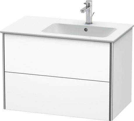 Duravit XSquare Waschtischunterbau wandhängend 81,0 x 47,8 cm, 2 Schubkästen, für Waschtisch ME by Starck 234683, Becken rechts, Farbe (Front/Korpus): Weiß Seidenmatt Lack - XS417703636
