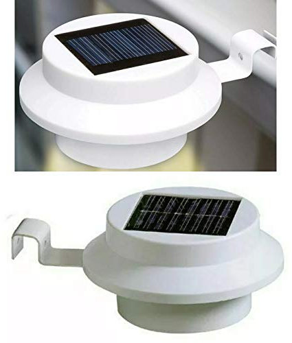 ADEPTNA Set of 2 Solar Gutter Fence White Led Lights - Fast and Easy to Install – No Wiring Required – Automatically Switches On (White)