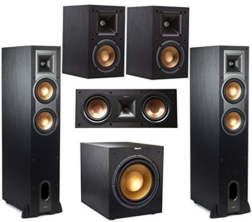 Klipsch Reference 5.1 Home Theater System - Bundle with 2X R-26FA Floorstanding Speaker, 2X R-41M Bookshelf Speaker, R-25C Channel Speaker, R-12SW Subwoofer