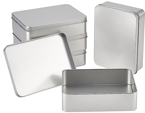 OLYCRAFT 5 Stück Metallleere Dosen Rechteckig Luftdicht Metall Lagerung Tin Home Organizer Metall rechteckig leere Dosen mit Scharnieren Box mit Deckel für kleine Gegenstände Lagerung 15.3x11.2x4cm