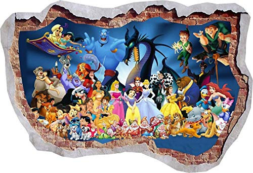 Wandtattoos-3D-Cartoon Anime Prinzessin Charaktere zerschlagen Wandaufkleber-50x70cm