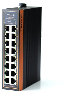 WIWAV W1016-16FE-I 10/100Mbps Switch Ethernet Industriale a 16 Porte Non gestito con Guida DIN/Montaggio a Parete (UL in Lista, Senza Ventola, -40°C ~ 85°C)
