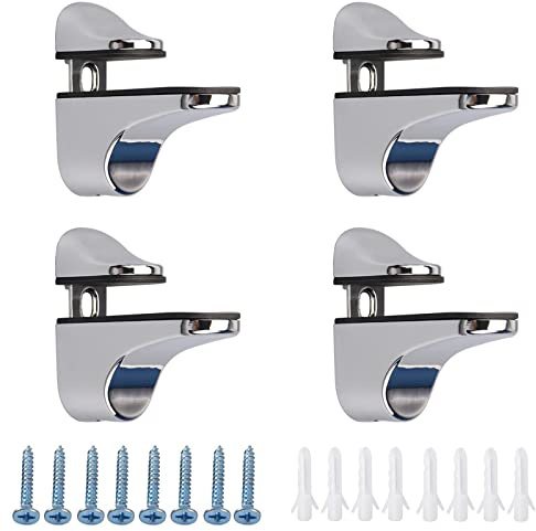 Soporte de estante de vidrio, soporte de estante de clip de pico de pato, 4 soportes ajustables de madera y vidrio para estante de vidrio de 2 a 23 mm de grosor