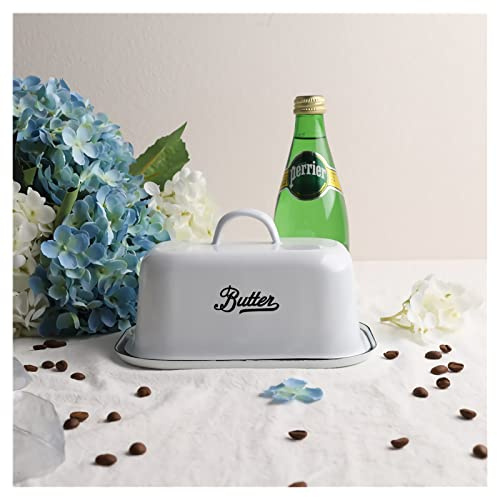 Butterdose-Vintage-Stil Emaille/ Butterdose mit Deckel für 250 g Butter