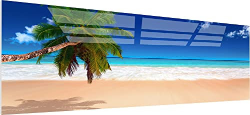 Visario Glasbild auf Acrylglas Strand mit Palme Bild 90 x 30cm 5801