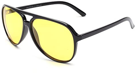 JIM HALO Polarizadas Piloto Gafas de Sol para Hombre Mujer Gafas de Conducción Nocturnas de Plástico de Gran Tamaño Negro