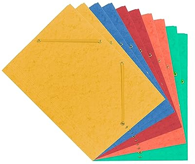 Interdruk - Carpeta Manila A4 con Goma - Carpeta Archivadora con Banda Elástica - Colores Surtidos - Paquete de 10