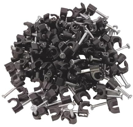 Generic 4mm Black Round Cable Clips Wire Nail Clips Holder Cable Management Wire Tidy 100 Pack