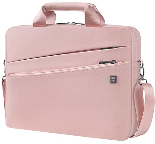 DOMISO Sacoche Ordinateur 15-15,6 Pouces Pochette PC Portable Sac Bandoulière Professionnel Anti-Choc pour 15.6 Lenovo IdeaPad ThinkPad/HP Pavilion ENVY 15 / Dell XPS 15 / MacBook Pro 16, Rose