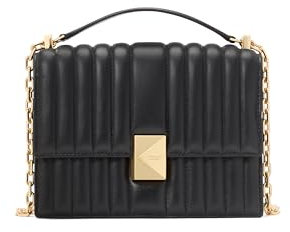 kate spade new york Women's Deco Quilted Leather Chain Shoulder, Black, One Size