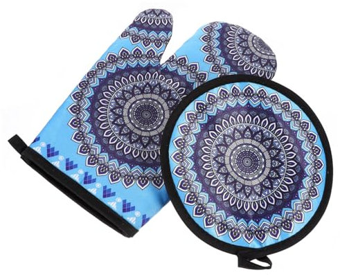 COLLBATH High Performance Oven Mitts Set Insulated Washable Mitts Hot Pad for Baking Kitchen Oven and Pot Protection