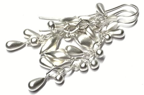 Ohrring 925 Silber Kugel Tropfen matt beweglich einfarbig verspielt Ohrring Hänger Glöckchen