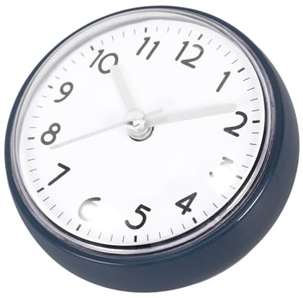 ORFOFE Kleiner Wanduhr mit Saugnapf aus Kunststoff, Präzise | Nassbereiche und Hotels, Inklusive Saugnapf, Stilvolles Design, Klare Zeitanzeige
