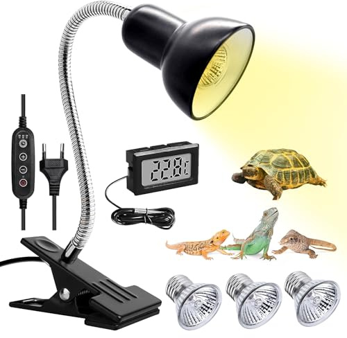 BORDEAG Reptil Sköldpaddor Uppvärmning, Vatten Turtle Lampa med 3 Keramiska Glödlampor 50 W, Vatten Turtle Lampa för Sköldpadda, Orm, Ödla, Kakadua, Kameleont