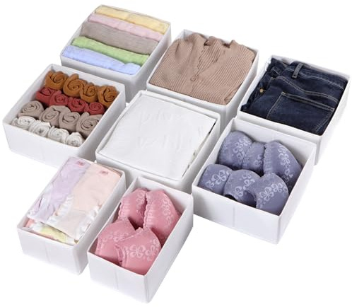 ORLISA 8er Set Schubladen Organizer kompatibel mit PAX Kleiderschrank 100x58 cm, Faltbar Stabil, Aufbewahrungsboxen für Kleidung, Weiß