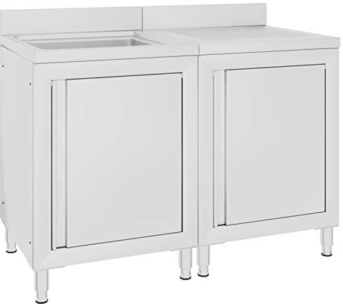 Gecheer Mobiletto da Cucina con Lavandino in Acciaio Inox 120x60x96 cm,Armadio da Cucina,Mobile da Cucina Salvaspazio,Mobili Cucina Componibili,Mobile Base per Cucina,Armadietti da Cucina,P3058270