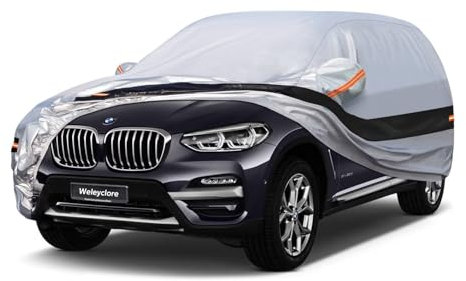 Weleyclore SUV Car Cover Waterproof Breathable,100% Waterproof Outdoor 4X4 Car Covers Rain Snow UV Protection.Custom Fit for BMW X3,Mercedes Benz GLC,Volvo XC60Lexus NX,etc B9