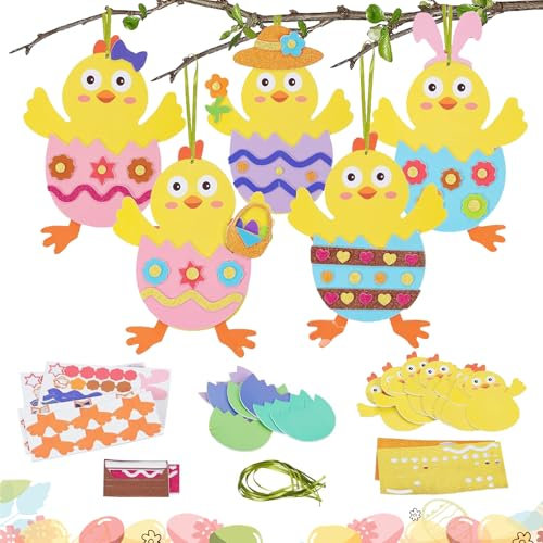 Osterküken Bastelset für Kinders, 10 Stück Filz Ostern Basteln für Kinder, Bastelset Frühling für Kinder, Osterdeko zum Basteln für Ostern, für Mädchen Jungen Frühling Ostern Party Geschenk