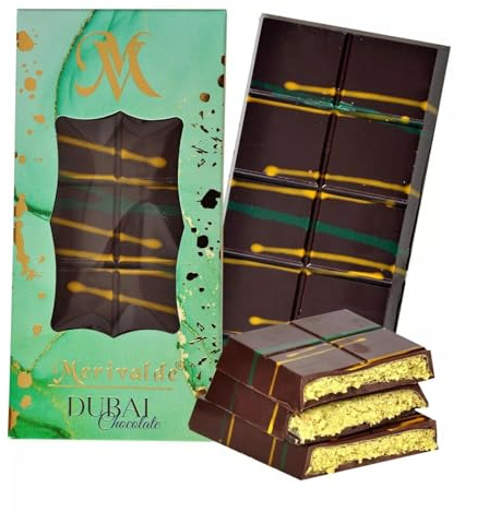 Premium Dubai Schokolade 200g Milchschokolade- Pistazien & Kadayif (Merivalde 200g Milchschokolade) (200 gr, Dark Schokolade)